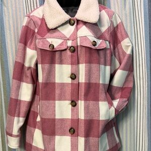 Koolaburra by UGG Pink and Cream Plaid Women’s Coat Size Large LIKE NEW